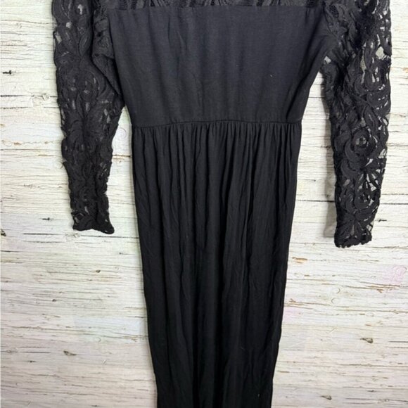Pink Blush Long Sleeve Lace Black Maxi Maternity Dress Size medium - Picture 3 of 9